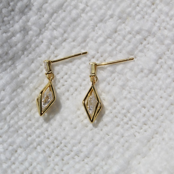 Sterling Silver Diamond Hollow Stud Tassel Earrings - Picture 9 of 13